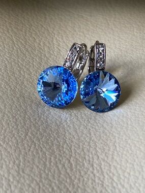 Sparkling Blue Crystal Drop Earrings